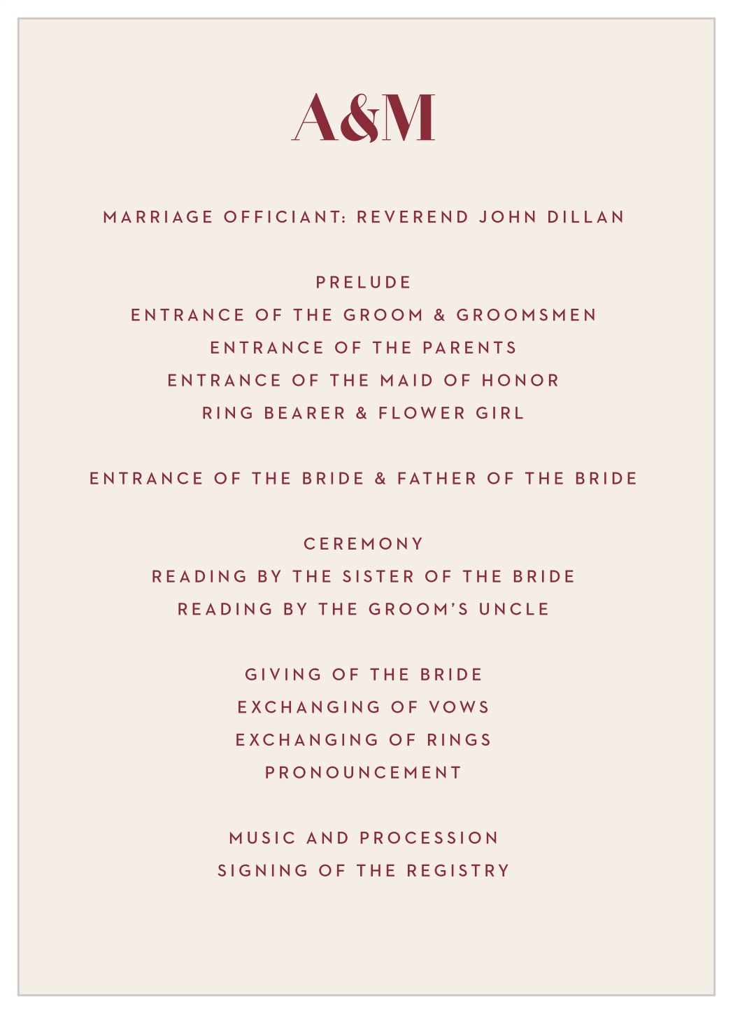 Bold Swash Wedding Programs