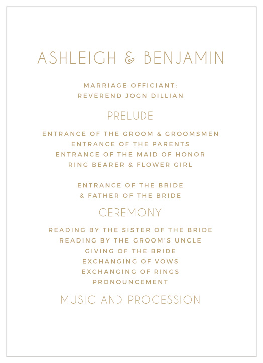 Walk friends and family through your ceremony with our Deco Typography Wedding Programs.