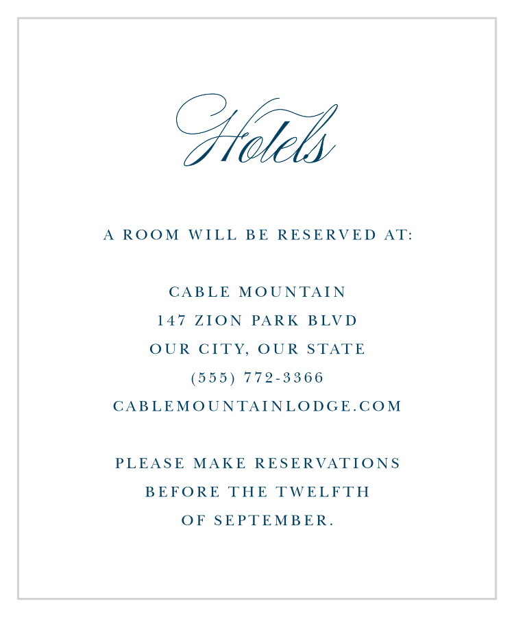 Formal Affair Accommodation Cards