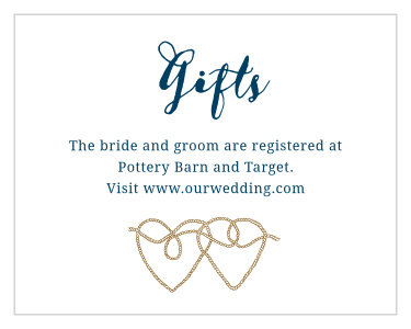 Let your guests know where you've decided to list your registries, with our Anchors Away Registry Cards!
