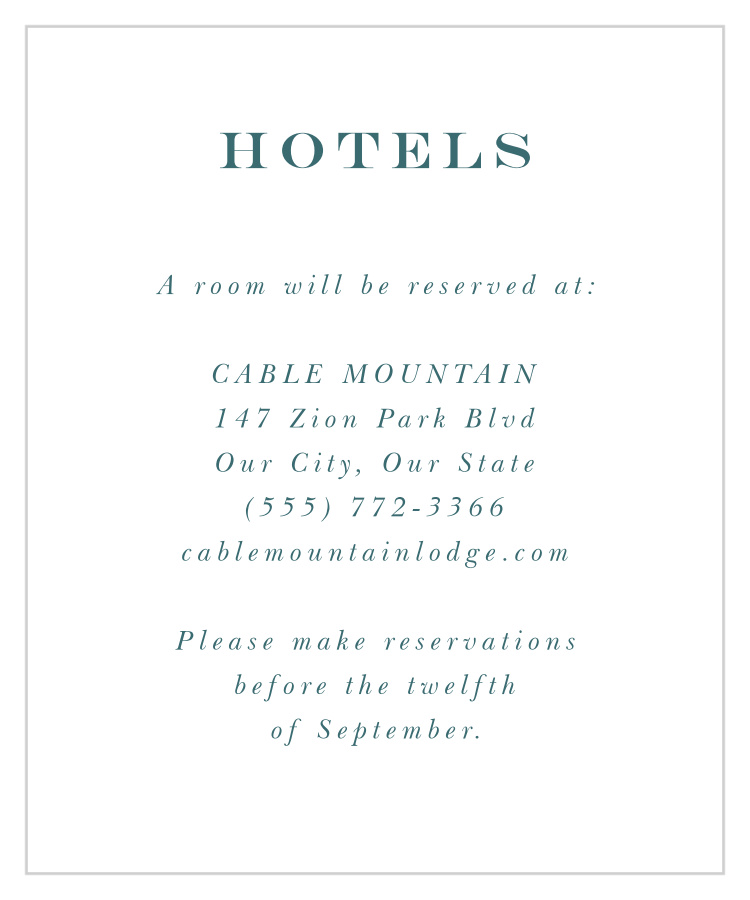 Garden Frame Accommodation Cards