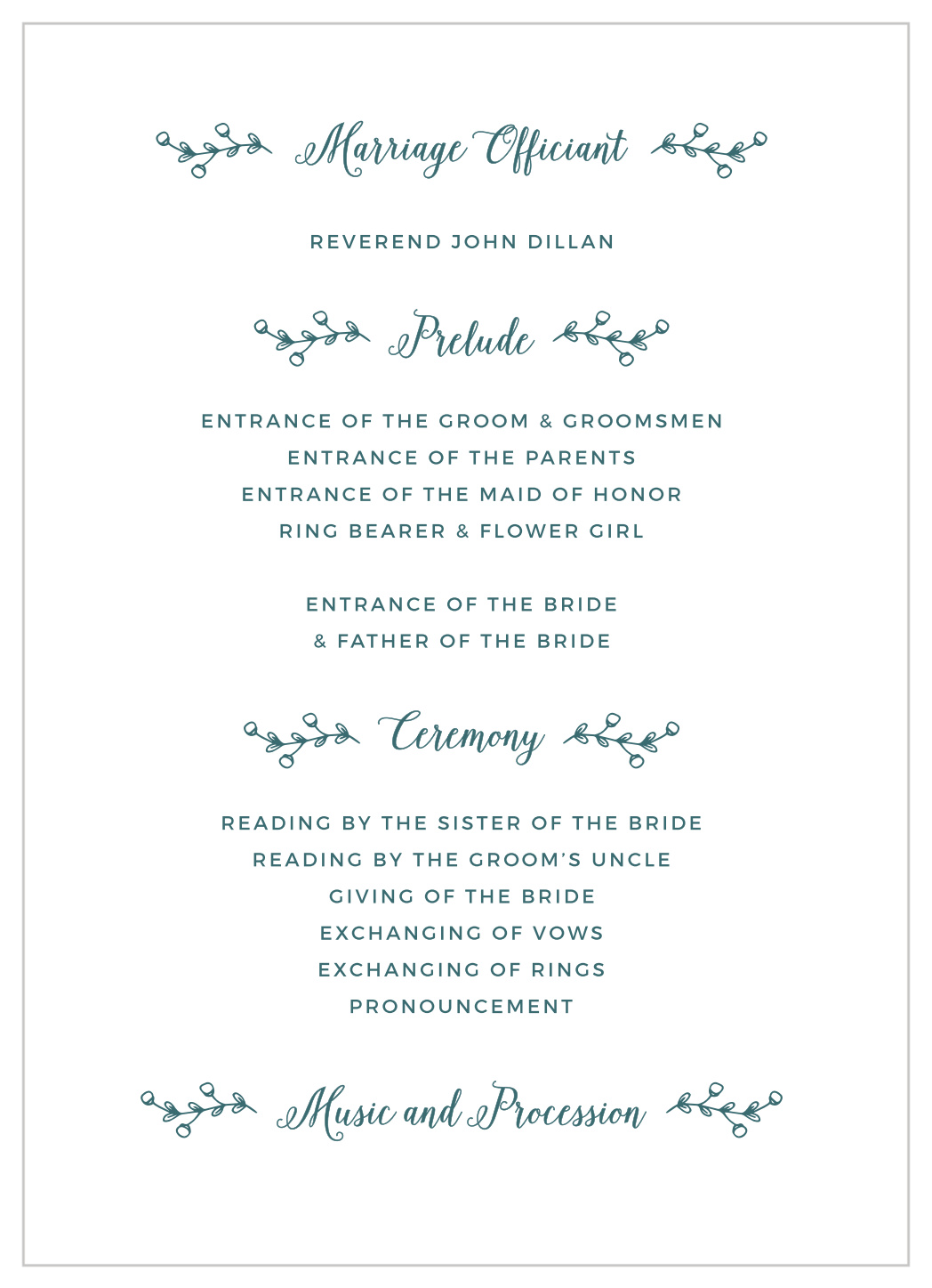 Rustic Foliage Wedding Programs
