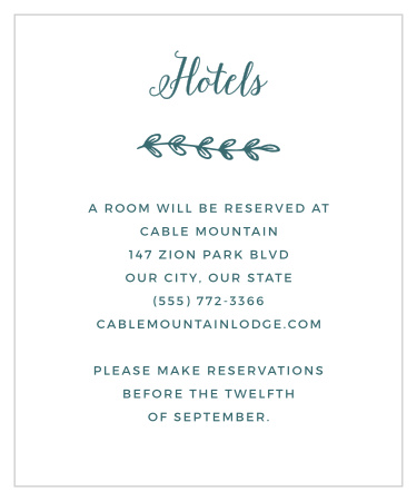 Rustic Foliage Accommodation Cards