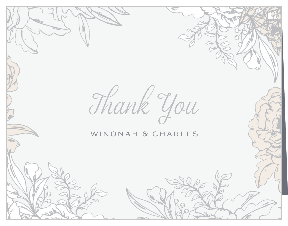 Enveloped Peonies Wedding Thank You Cards