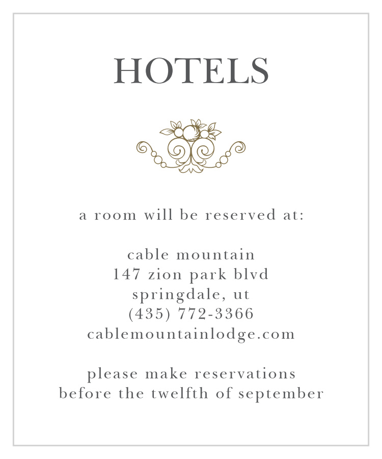 Classic Damask Accommodation Cards