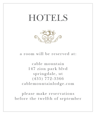 Classic Damask Accommodation Cards