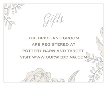 Share your wedding information in exquisite style with our Enveloped Peonies Registry Cards. 