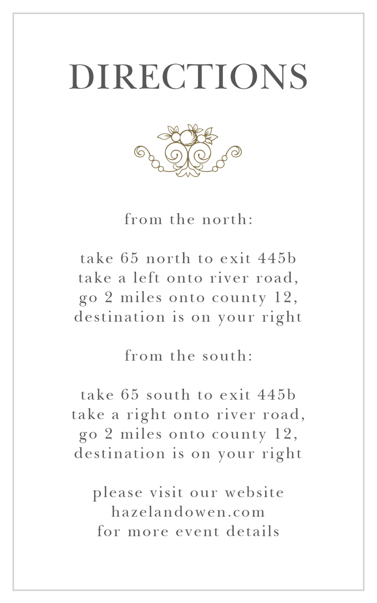 Classic Damask Direction Cards