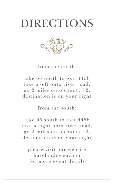 Classic Damask Direction Cards