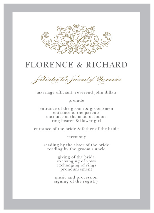 Provide our Classic Damask Wedding Programs on your big day, so your guests can easily follow along with the proceedings of your ceremony! 
