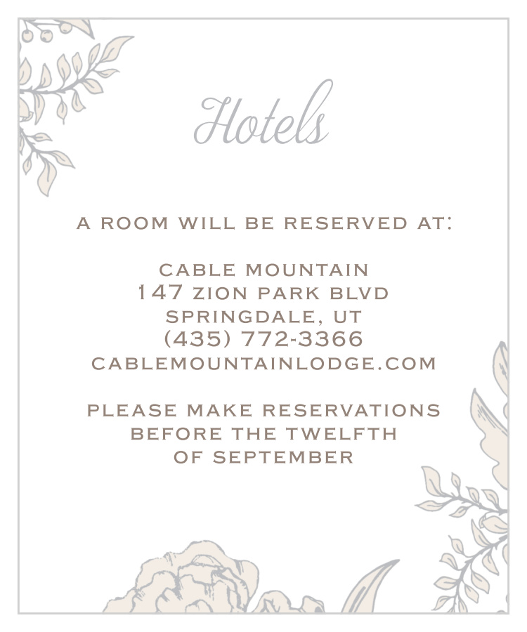 Enveloped Peonies Accommodation Cards