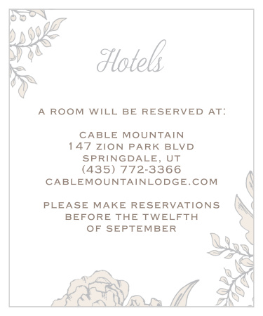 Enveloped Peonies Accommodation Cards