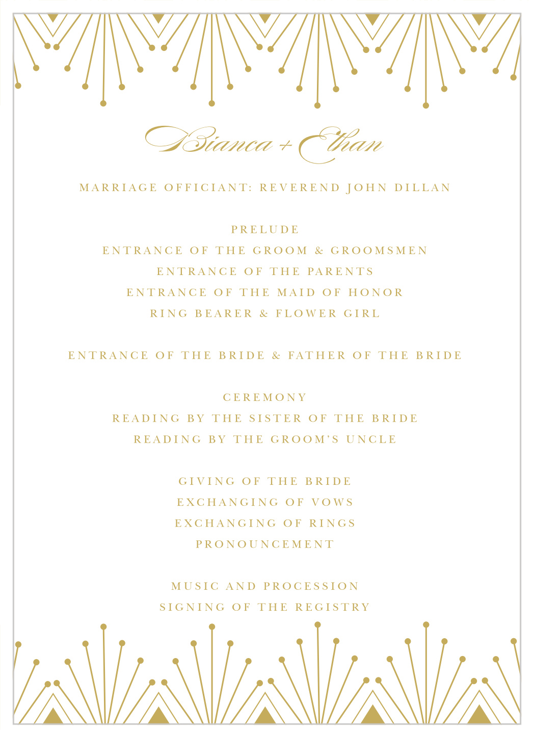 Deco Classic Wedding Programs