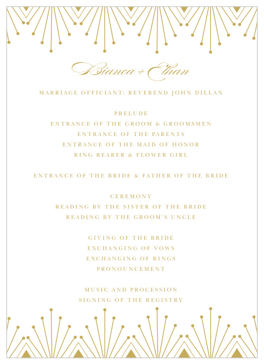 Deco Classic Wedding Programs