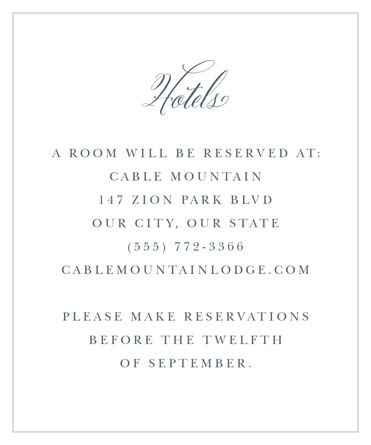 Elegant Chandelier Accommodation Cards