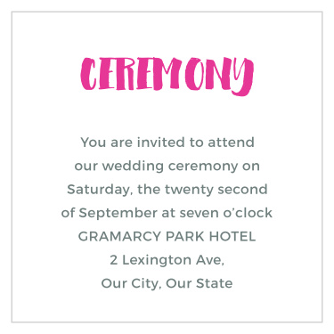 Vivid Type Ceremony Cards