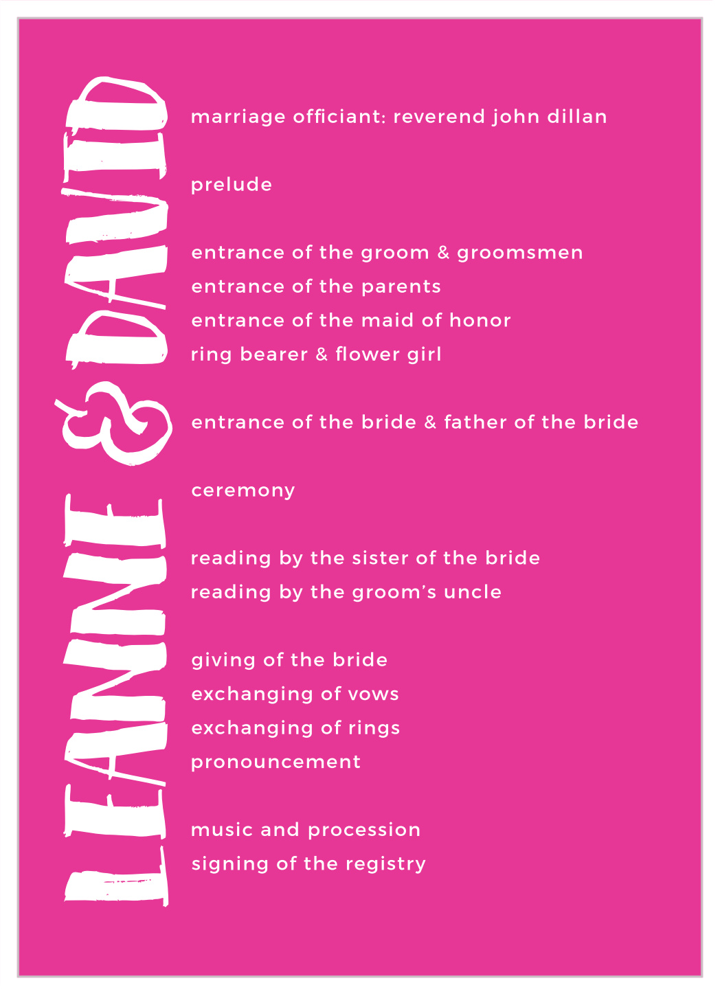 Vivid Type Wedding Programs