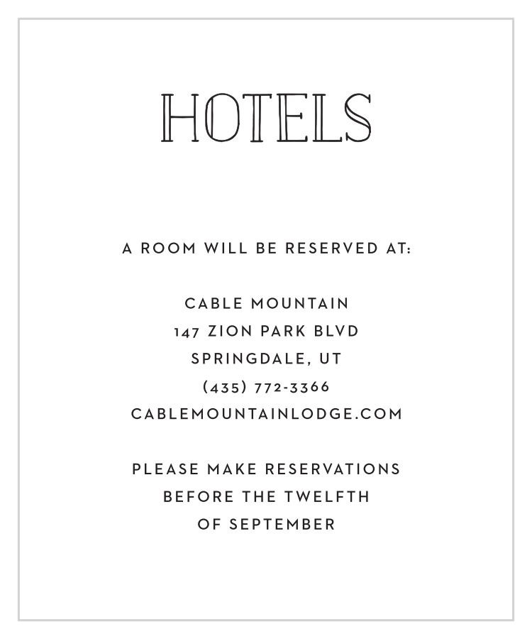 Framed Type Accommodation Cards
