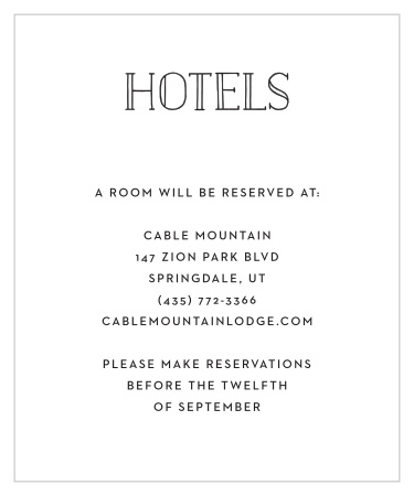 Framed Type Accommodation Cards