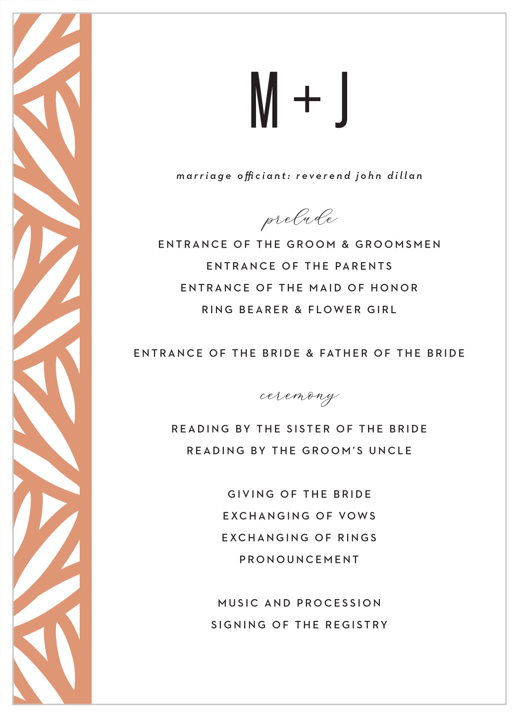 Boldly Framed Wedding Programs