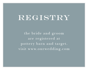 Share your wedding information in style with our Ornate Calligraphy Registry Cards. 
