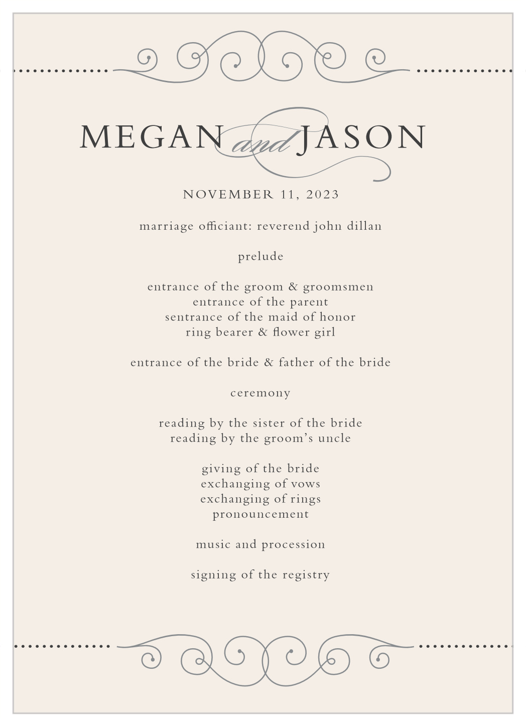 Swirl Frame Wedding Programs