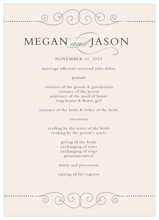 Swirl Frame Wedding Programs