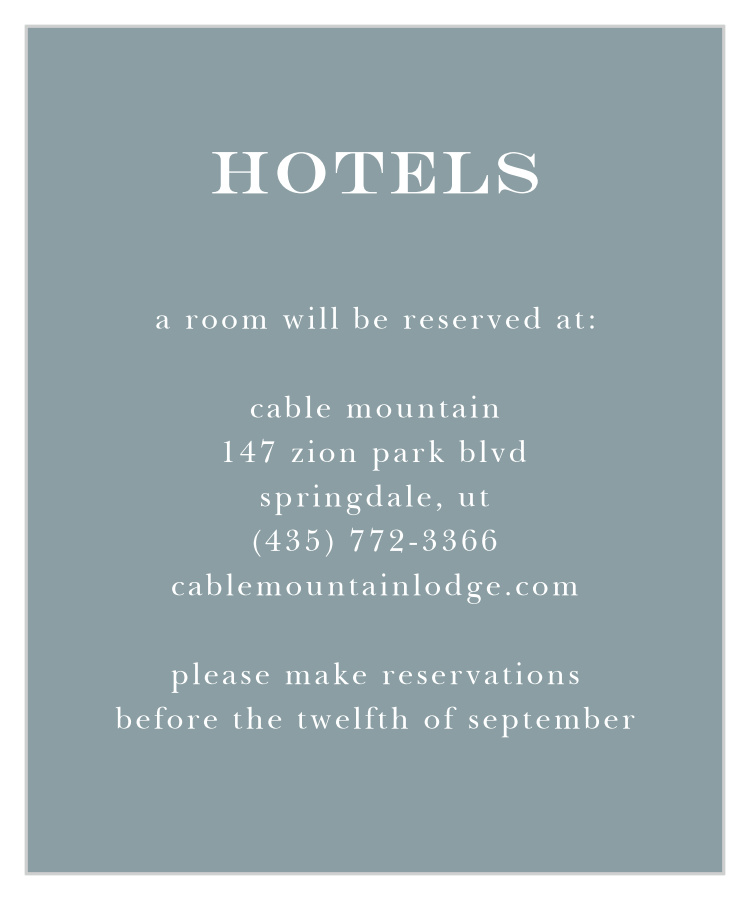 Ornate Calligraphy Accommodation Cards