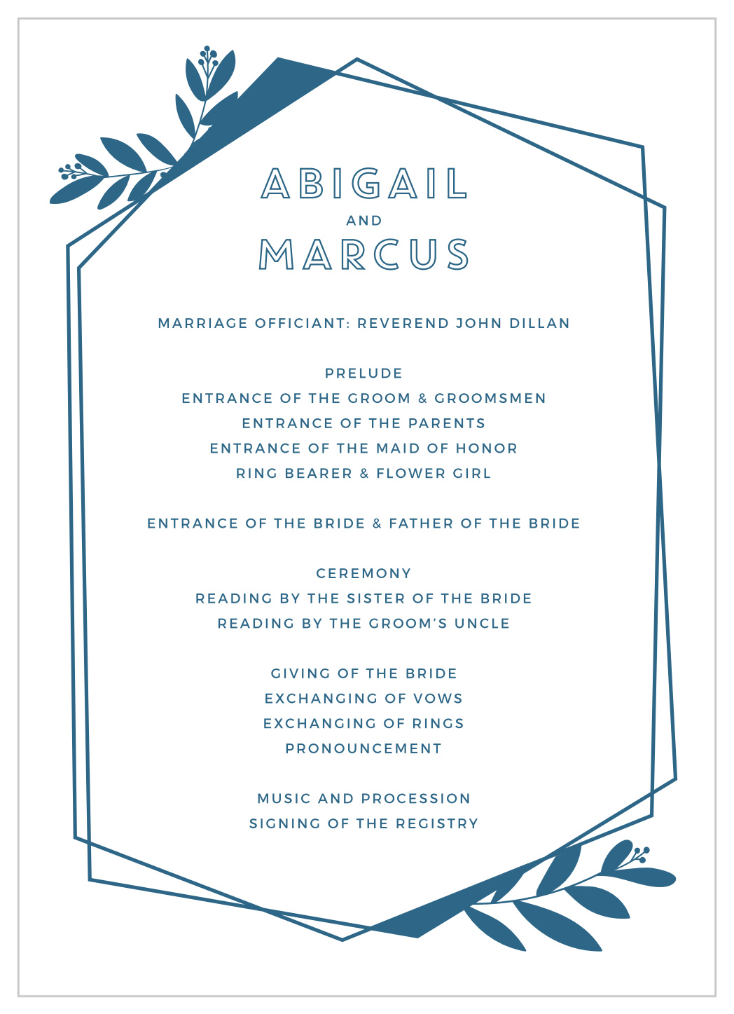 Modern Flora Wedding Programs