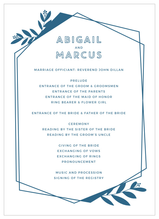 Our eye-catching Modern Flora Wedding Programs are perfect to keep your guests in the loop throughout your event!