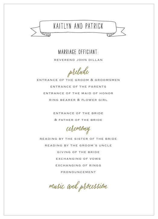 Our Chalkboard Inscription Wedding Programs keep family and friends up to date throughout the ceremony. 