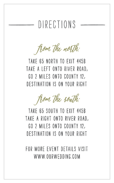 Chalkboard Inscription Direction Cards