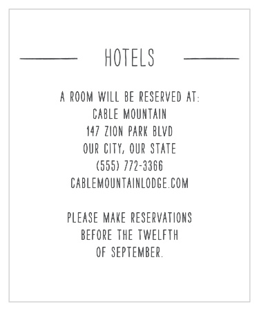 Chalkboard Inscription Accommodation Cards