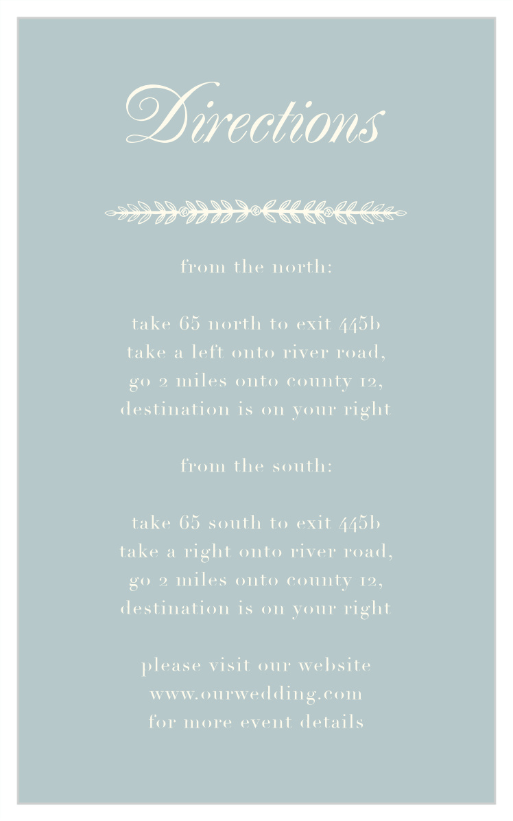 Simple Cursive Direction Cards