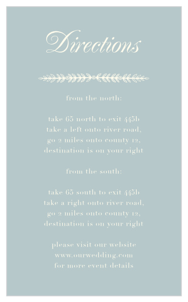 Simple Cursive Direction Cards
