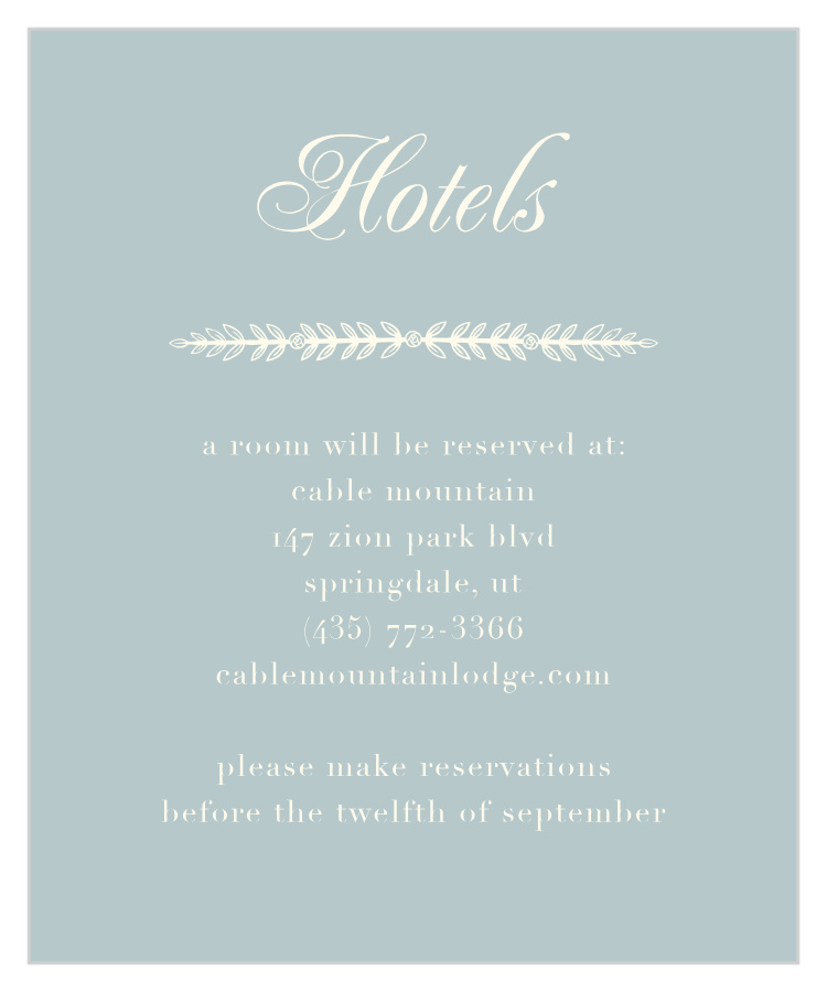 Simple Cursive Accommodation Cards