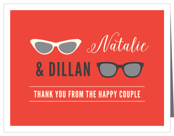 The presence and support of family and friends on your special day meant a lot to you, express your appreciation with our Beach Sunglasses Wedding Thank You Cards.