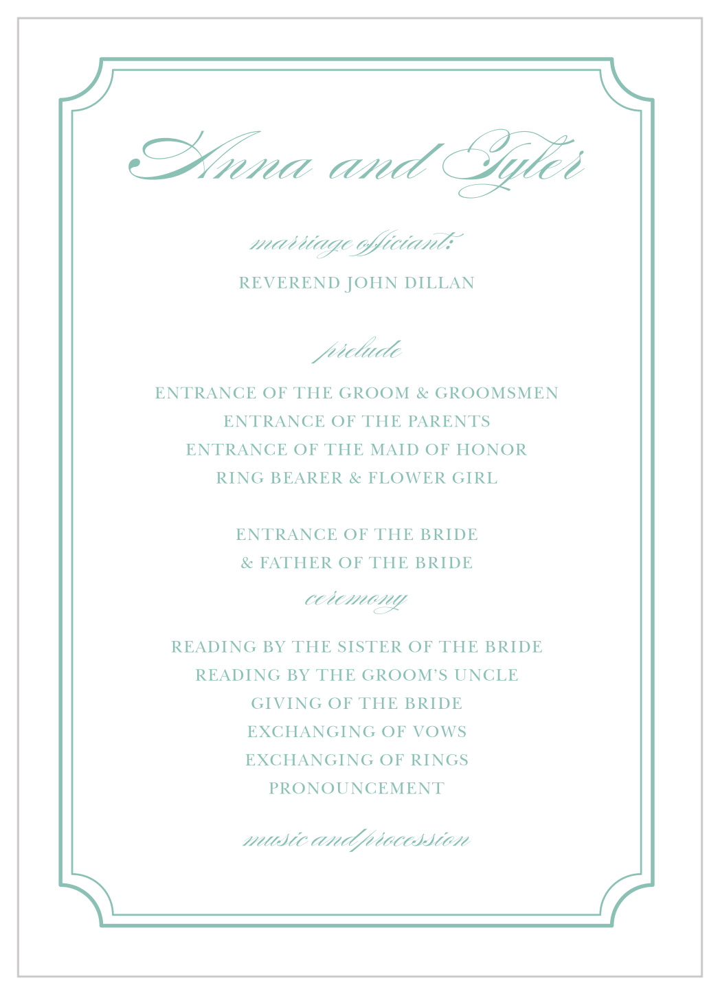 Simple Frame Wedding Programs