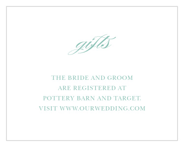 Our Simple Frame Registry Cards let friends and family know where you would like to receive your wedding gifts from.