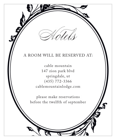 Elegant Relic Accommodation Cards