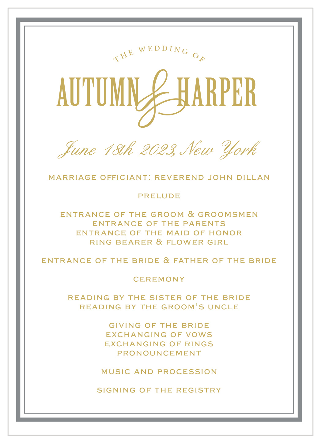 Antique Luxury Wedding Programs
