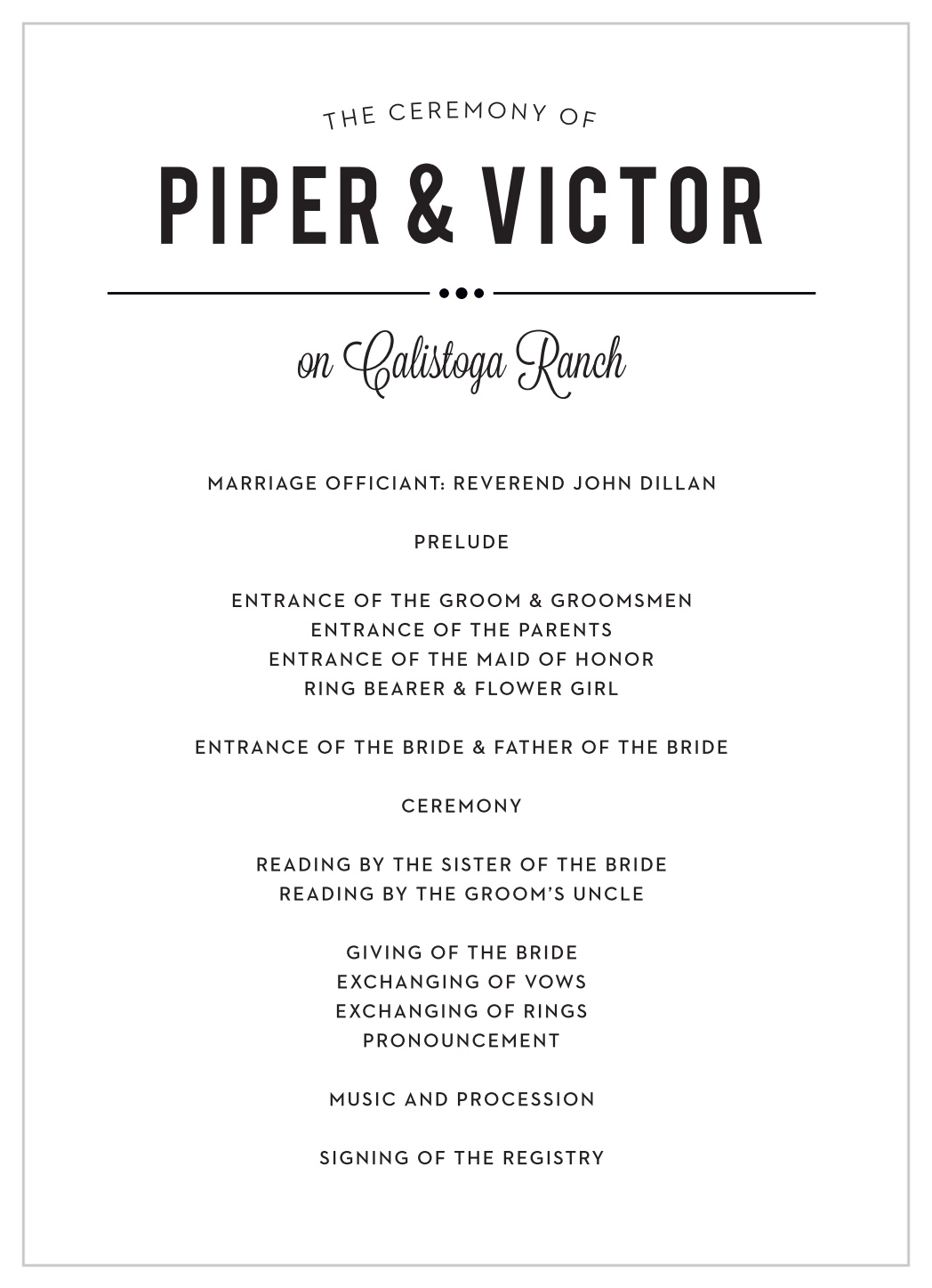 Eternal Playbill Wedding Programs