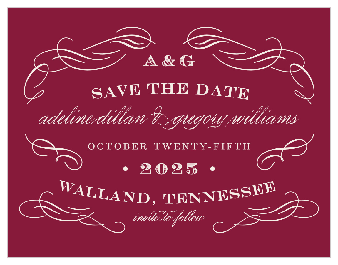Scrolled Frame Save the Date Cards