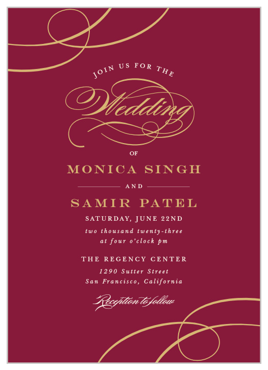 Surround yourself with family and friends on your special day when you send out our Simple Scroll Wedding Invitations.