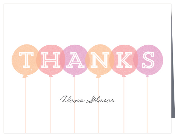 The presence of family and friends at your little one's celebration was very meaningful, express your appreciation with our Floating Balloons First Birthday Thank You Cards.