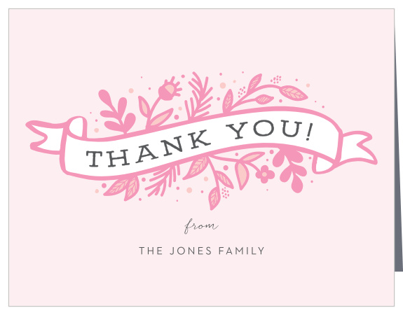 Choose our adorable Baby Banner First Birthday Thank You Cards for your birthday-girl to thank her party guests for attending her celebrations!