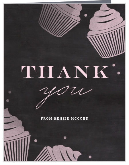 Remind your guests of the delicious sweets that they engorged at your event, by thanking them with our Chalkboard Cupcake First Birthday Thank You Cards for participating in the celebrations!