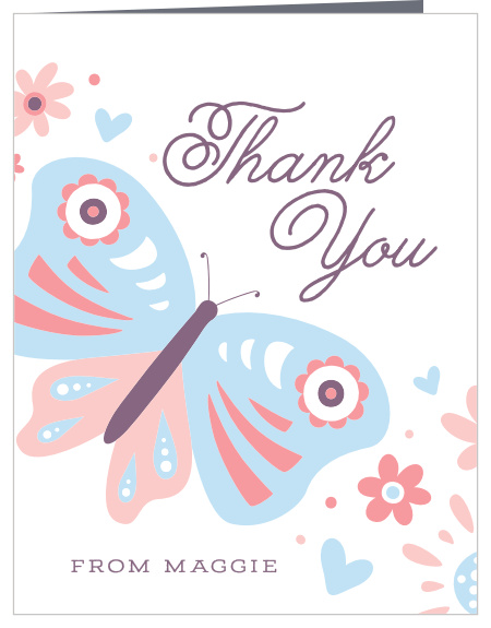 Thank your child's loved ones for attending their birthday, using our Butterfly Birthday First Birthday Thank You Cards!