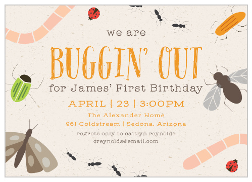 Get your guests ready for a blast with our Bugs & Insects First Birthday Invitations. 