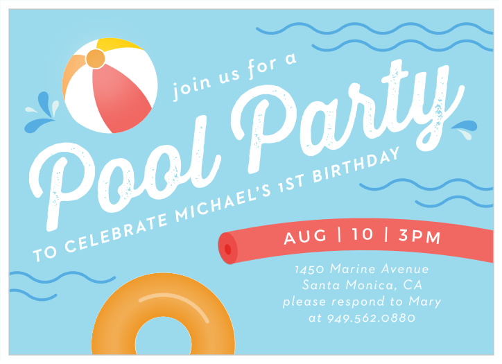 Prepare for your next pool party with our Pool Time First Birthday Party Invitations!